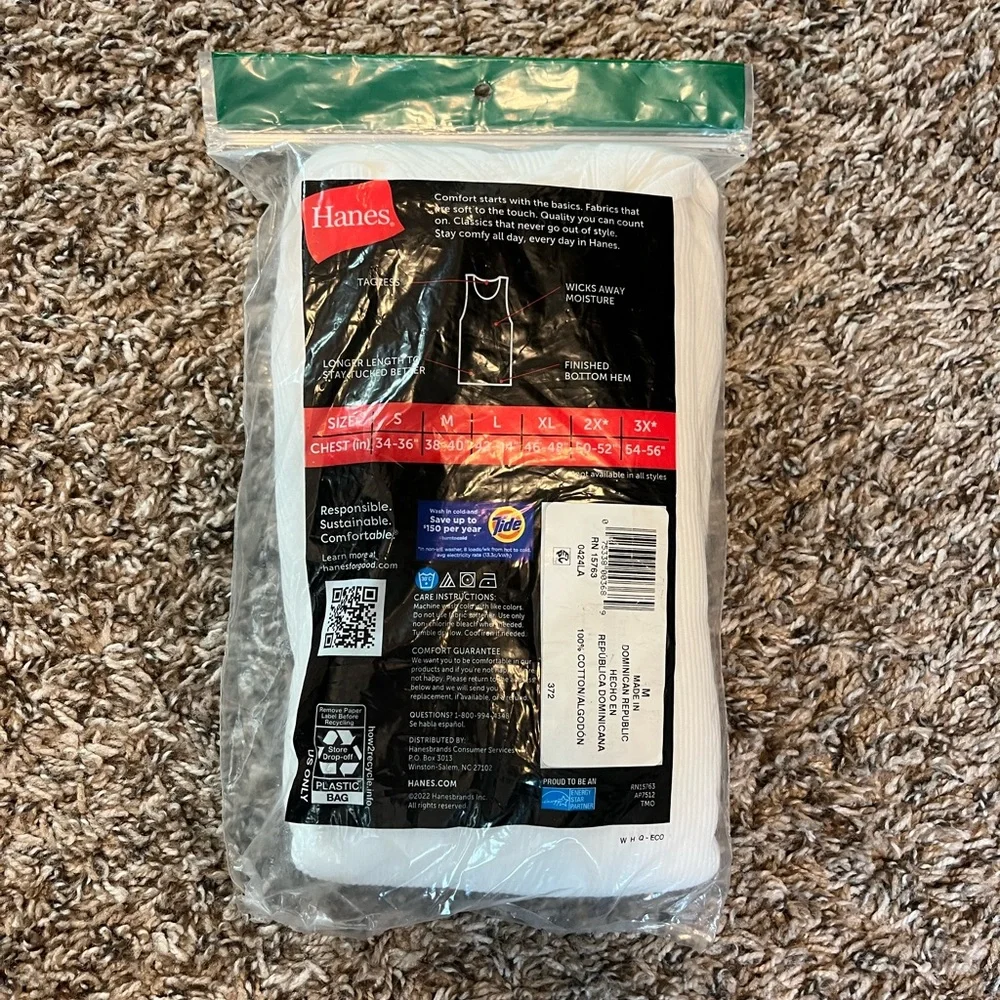 💛 Hanes White Tagless Tanks 3-Pack